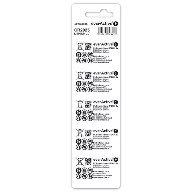 Lithium-Batterie mini everActive CR2025 - Blister 5 Stk.