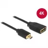 DELOCK Kabel HDMI Micro D Stecker > HDMI A Buchse High Speed mit Ethernet 3D 4K 20cm Premium Slim