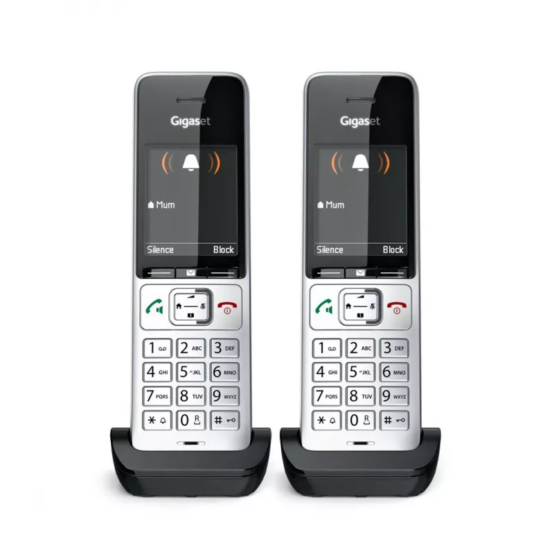 Gigaset COMFORT 500HX duo Analog/DECT Telefon Anruferkennung Schwarz, Silber
