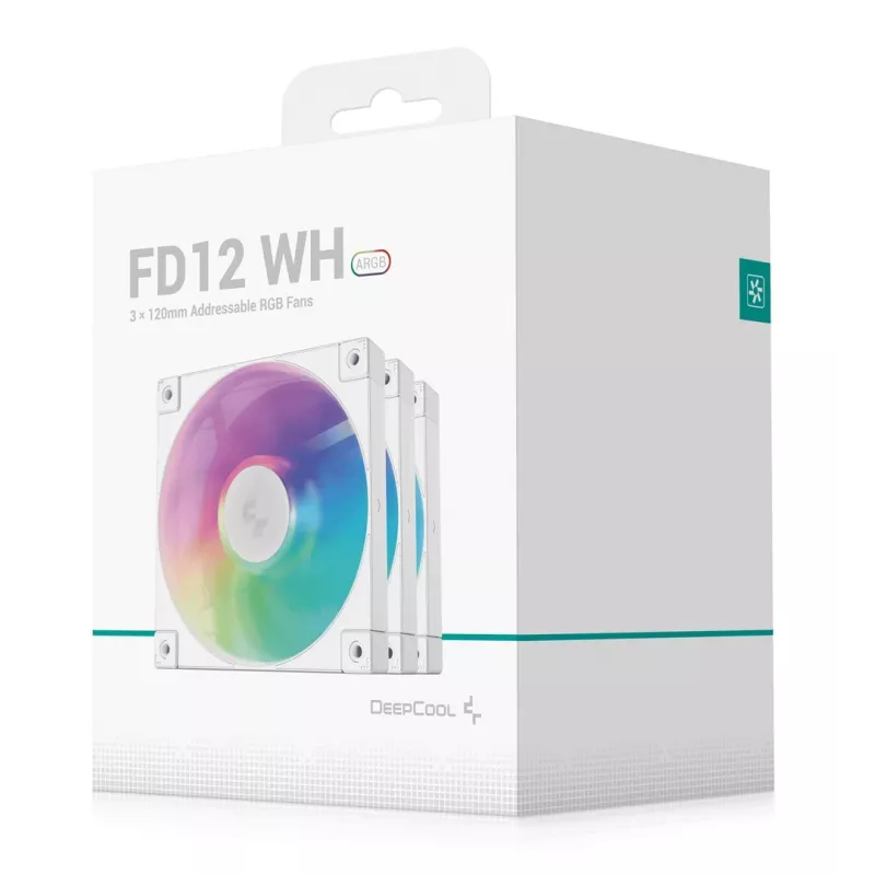 Lüfter DeepCool FD12 ARGB WH-3 in 1 12 cm Weiß 3 Stück Maximaler Luftdruck 2.56 mmH2O