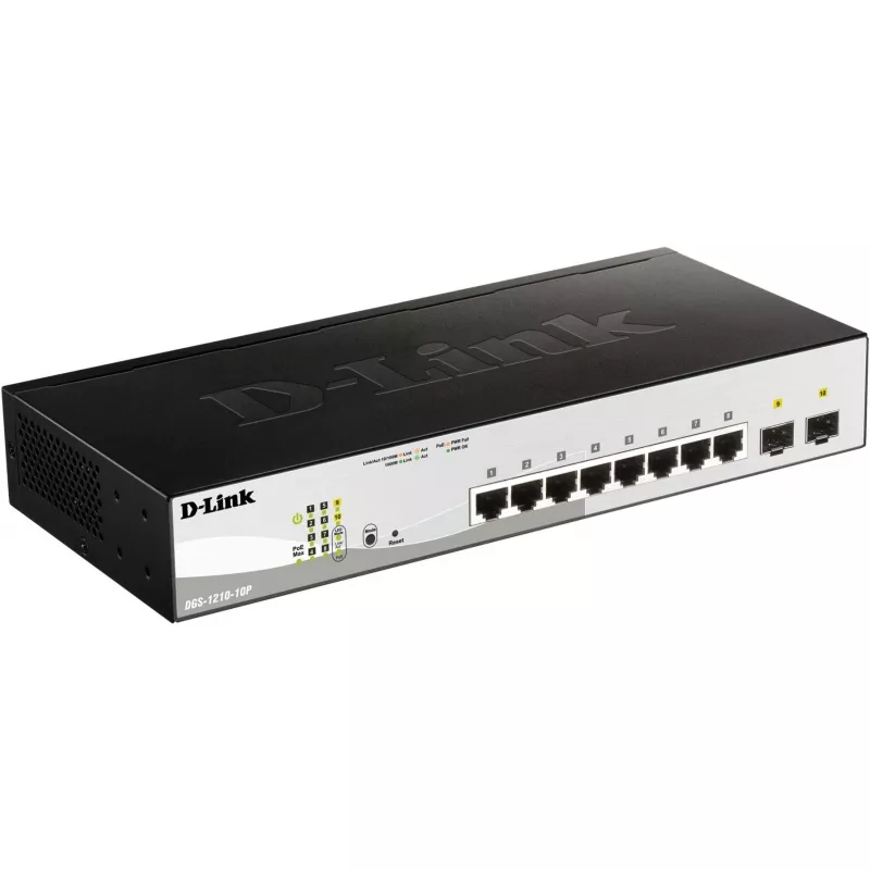D-Link DGS-1210-10P Managed L2 Gigabit Ethernet (10/100/1000) Power over Ethernet (PoE) 1U Schwarz