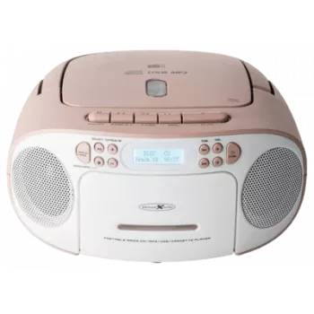 Tragbarer Ghettoblaster Reflexion RCR2260DAB — Weiß/Pink, DAB+ Digitalradio, Batterie- und Netzbetrieb