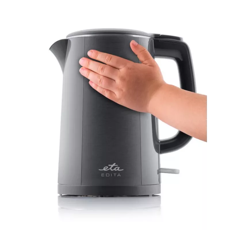 ETA Wasserkocher | ETA859590020 EDITA | Elektrisch | 2200 W | 1,5 L | Edelstahl | 360° drehbare Basis | Grau