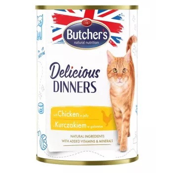BUTCHER'S Delicious Dinners Chicken Jellied Pieces - Nassfutter für Katzen - 400g