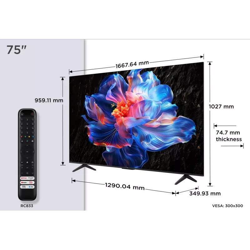 TCL 75P69K TV 190.5 cm (75 Zoll) 4K Ultra HD Smart TV Wi-Fi Schwarz