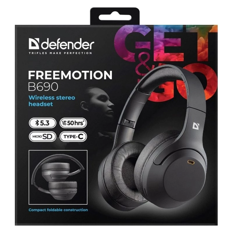 Kopfhörer Defender Bluetooth Freemotion B690 Schwarz