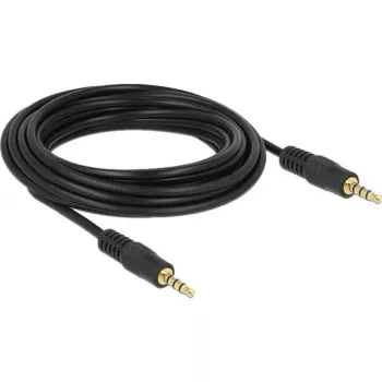 DeLOCK - Audiokabel - 28 AWG - Mini-Klinke 3,5 mm, 4-polig (M) - Mini-Klinke 3,5 mm, 4-polig (M) - 5,0 m - Geschirmt - Schwarz (83438)