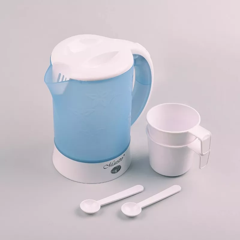 Elektrischer Wasserkocher Maestro MR010 0,6 l 600 W — Blau/Weiß, Wasserstandsanzeige, Anti-Kalk-Filter