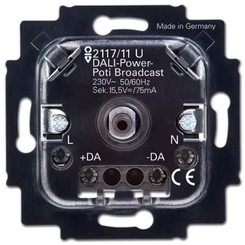Unterputz-Drehdimmer Busch-Jaeger 2117/11 U, 230 V AC, 50–60 Hz, Schwarz