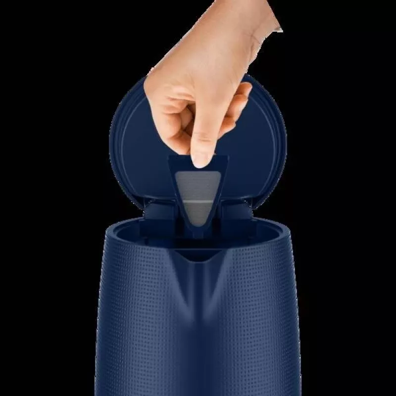 Elektrischer Wasserkocher Tefal KO2M0410 — 1,7 L, 2400 W, blau, Wasserstandsanzeige, Anti-Kalk-Filter