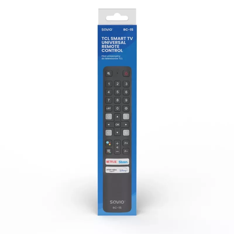 SAVIO Universal-Fernbedienung RC-15 für TCL SMART TV, IR Wireless, schwarz, Reichweite 10 m
