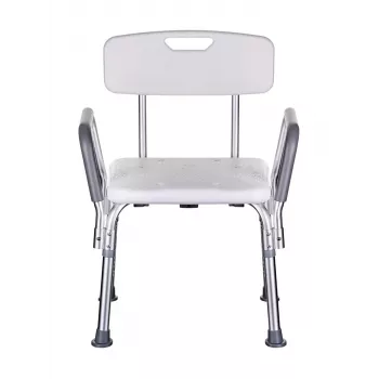 Duschstuhl ActionMed KP300AM mit Rückenlehne und Armlehnen, Polypropylen, höhenverstellbar 43–56 cm, Sitz 40×33 cm, max. Benutzergewicht 110 kg