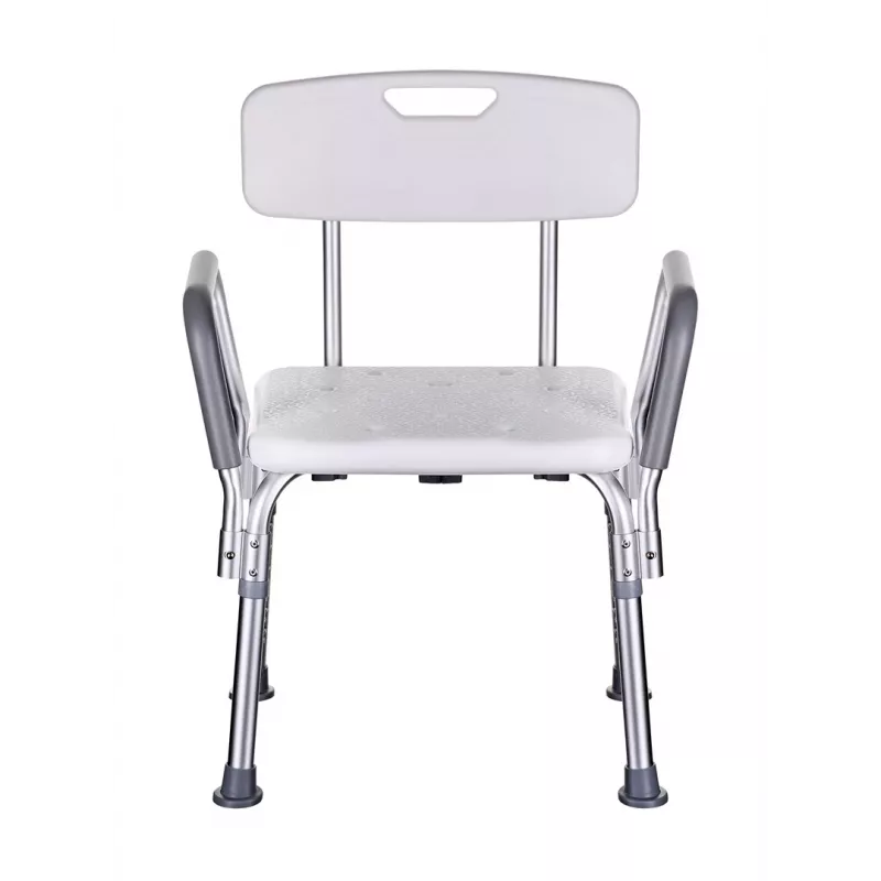 Duschstuhl ActionMed KP300AM mit Rückenlehne und Armlehnen, Polypropylen, höhenverstellbar 43–56 cm, Sitz 40×33 cm, max. Benutzergewicht 110 kg