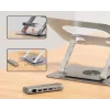Laptopständer Unitek D1109B01 — verstellbarer Aluminiumständer mit abnehmbarem USB‑C HDMI 4K PD 100W, 2x USB‑A, RJ‑45, für bis zu 17 Zoll