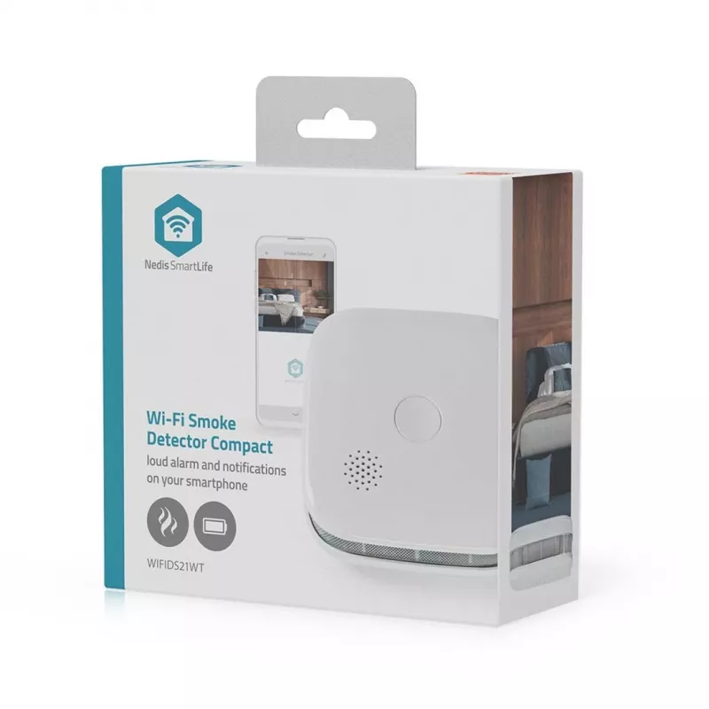 Rauchmelder Nedis WIFIDS21WT smarter Wi‑Fi Rauchsensor für Haussicherheit