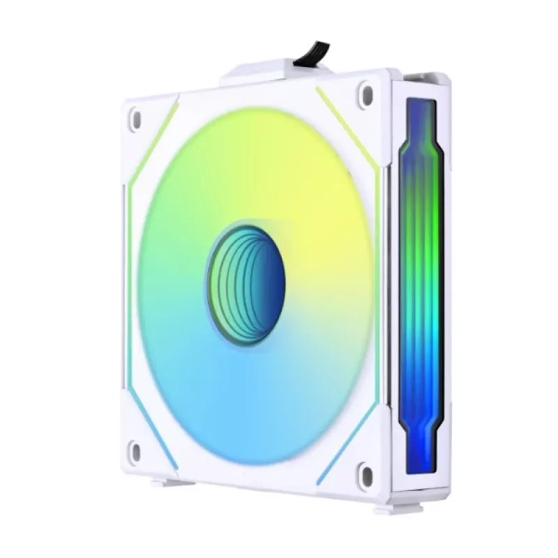 120mm Lian Li UNI FAN SL-INF Wireless ARGB PWM — Weiß, modulares magnetisches Lüftersystem