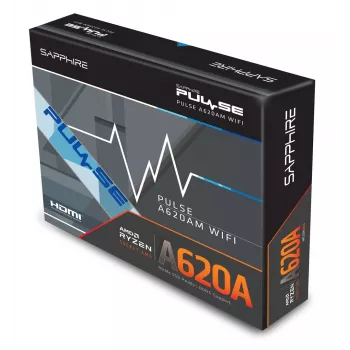 Motherboard Sapphire PULSE A620AM (microATX) Sockel AM5, AMD A620A, DDR5, 2x DIMM, 64 GB, 2x M.2, Gigabit LAN