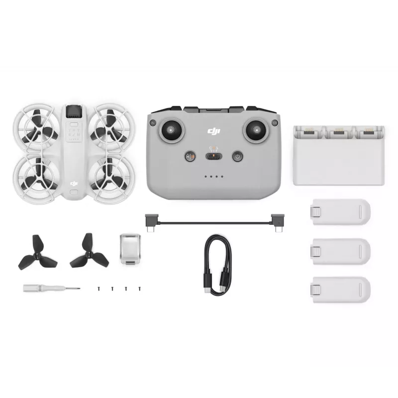 DJI Neo Fly More Combo (DJI-RC-N3) leichte 135g Drohne mit 4K Ultra HD Kamera, bis zu 18 Minuten Flugzeit mit 1 Ladung, 3x Akkus, Fernsteuerung