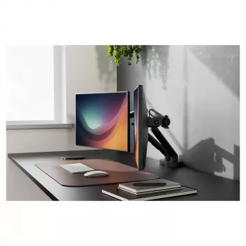 Monitorhalterung DIGITUS Dual-Design für 2 × 35-Zoll-Bildschirme, Klemme, 2 × 10 kg, VESA 75×75–100×100, Neigung -45–90°
