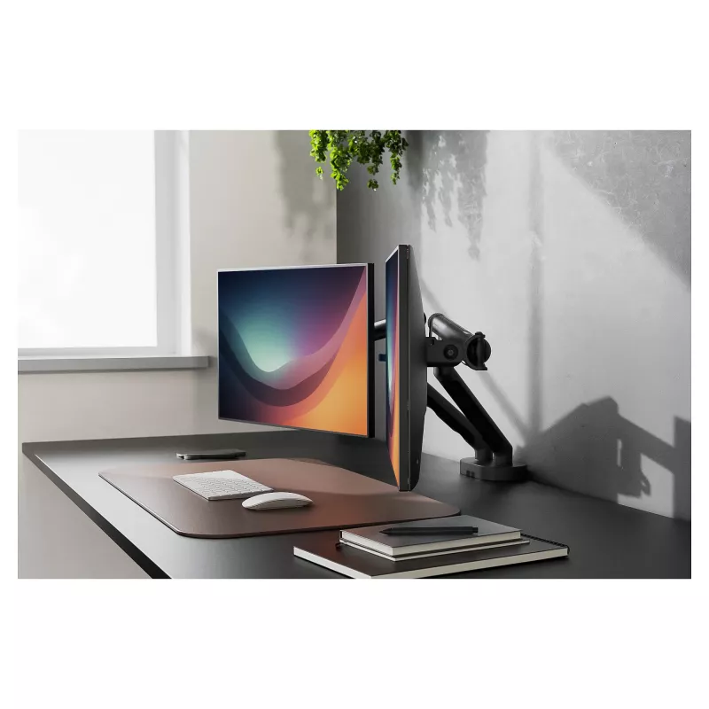 Monitorhalterung DIGITUS Dual-Design für 2 × 35-Zoll-Bildschirme, Klemme, 2 × 10 kg, VESA 75×75–100×100, Neigung -45–90°