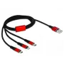 DeLOCK - Kabel nur zum Laden - Lightning / USB - USB (M) auf Micro-USB Typ B, Lightning, USB-C (M) - 1,0 m - Geschirmt - Schwarz (85892)