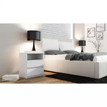 Topeshop M1 BIEL MAT nightstand/Nachttisch 2 Schublade(s) weiß