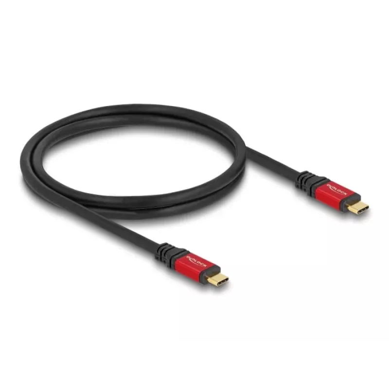 DeLOCK USB-Kabel USB Typ-C Stecker auf Stecker 10 Gbps PD 3.0 100 W 1 m rot Metall