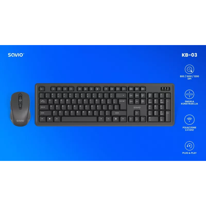 Savio KB-03 Tastatur Maus inklusive Home/Office USB QWERTY US Englisch Schwarz
