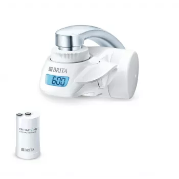 Wasserhahn-Wasserfilter BRITA Modell 1.2023.0413, 3 Modi, 5-stufige Kartusche, 600 L Kapazität, weiß, 5 Hahnadapter