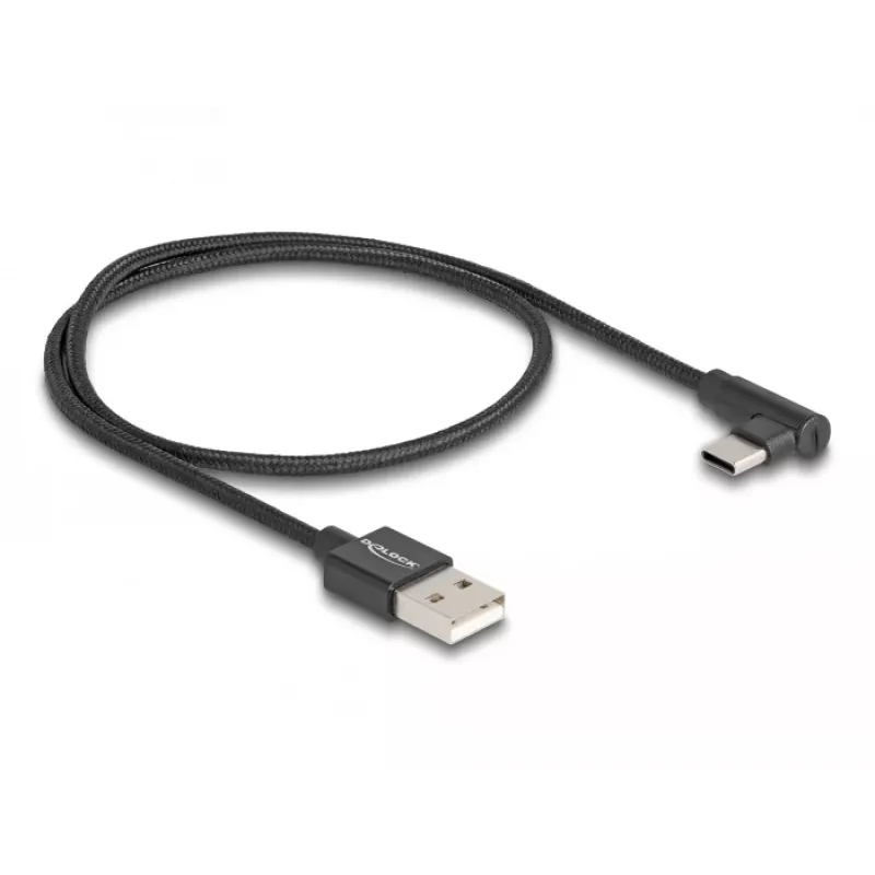 DeLOCK USB 2.0 Kabel Typ-A Stecker auf USB Typ-C Stecker abgewinkelt 0,5 m schwarz