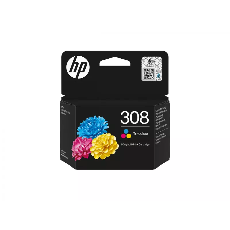 HP 308 Original-Tintenpatrone, 3-Farben, Standardausbeute, Cyan, Magenta, Gelb, Farbstofftinte, 1 Stück, 120 Seiten, Kombipack