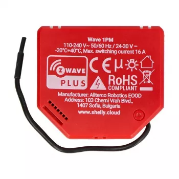 Intelligenter Schalter Shelly W 1PM Kunststoff 16A 110–240V, Z‑Wave, 868,4 MHz, rot, 42×37×16 mm