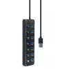 USB-Hub Gembird UHB-U3P7P-01, 7-Port USB 3.2 Gen 1 (Typ-A), 0,24 m Kabel, schwarz