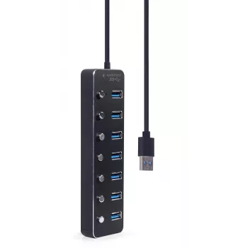 USB-Hub Gembird UHB-U3P7P-01, 7-Port USB 3.2 Gen 1 (Typ-A), 0,24 m Kabel, schwarz
