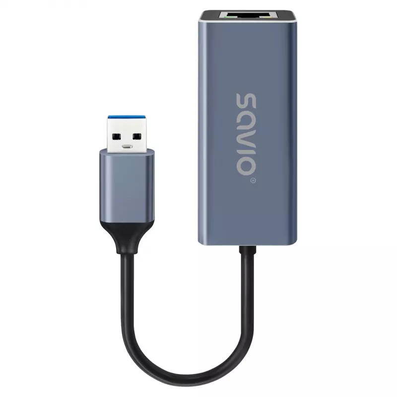 Netzwerkschnittstellenadapter SAVIO AK-83 USB Typ-A auf RJ-45 Stecker, 5 Gbit/s, schwarz