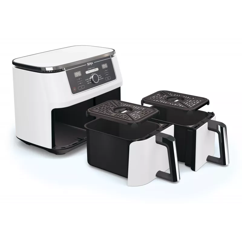 Heißluftfritteuse Ninja AF400EU Double 9,5 L 2470 W Weiß, Dreh- und Touch-Bedienelemente