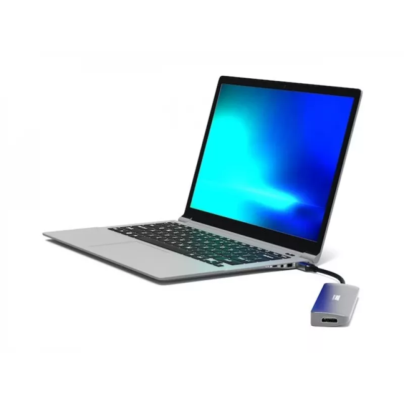 Schnittstellen-Hub Port Designs 900162 USB Typ-C — USB Typ-C Ausgang, 3840x2160@60Hz, 20V/5A Eingang, 117×34×13 mm, silber