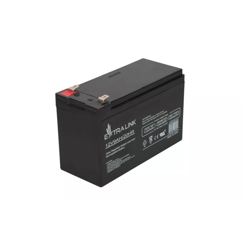 Versiegelte Blei-Säure (VRLA) Batterie 12V 9Ah Extralink – AGM, 1 Stück, Schwarz