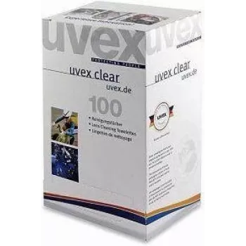 Reinigungstücher UVEX 9963005 — Packung mit 100 Stück für die Pflege von Schutzausrüstung und Geräten