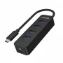 USB-Hub Unitek uHUB Q4 – 4-Port USB 3.2 Gen 1 (Typ-A) Hub, USB-C Host, 5 Gbit/s, 10 W, schwarz