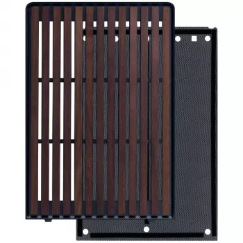 Mini-ITX/mATX PC-Gehäuse Lian Li A3-mATX Wood Edition — Walnuss-Frontblende, schwarzes Chassis