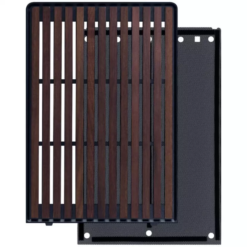 Mini-ITX/mATX PC-Gehäuse Lian Li A3-mATX Wood Edition — Walnuss-Frontblende, schwarzes Chassis