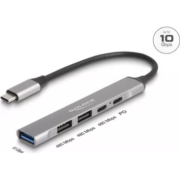 DeLOCK 64298 Laptop-Dockstation Kabelgebunden USB 3.2 Gen 2 Type-C Grau
