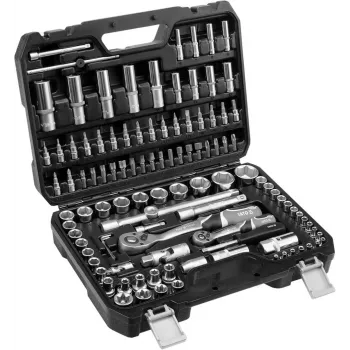 Steckschlüsselsatz YATO YT-38791 — 108-teilig, 1/2 Zoll Antrieb, inklusive Knarre, schwarzer Koffer