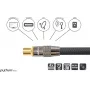 SAT-Antennenkabel, IEC/Koax-Stecker auf Buchse vergoldet, Schirmungsmaß 120 dB, 75 Ohm, Nylongeflecht schwarz, 1 m, PYTHON® Serie (GC-M2011)