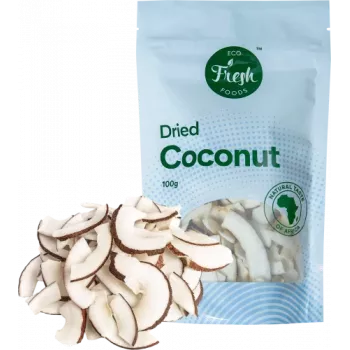 Getrocknete Kokosnuss Eco fresh foods 100 g – geraspelte getrocknete Kokosraspeln, 100-g-Packung