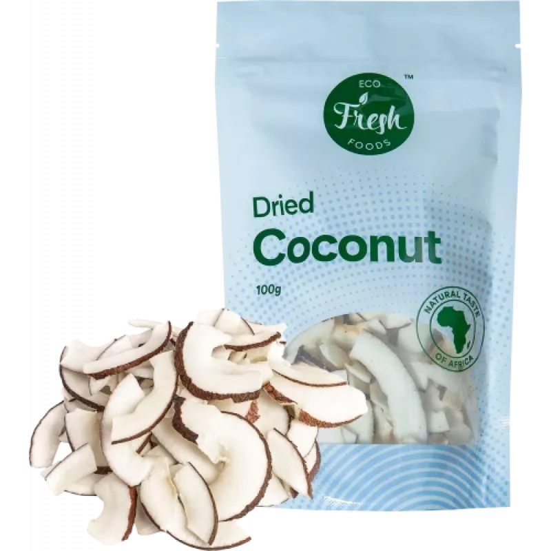 Getrocknete Kokosnuss Eco fresh foods 100 g – geraspelte getrocknete Kokosraspeln, 100-g-Packung