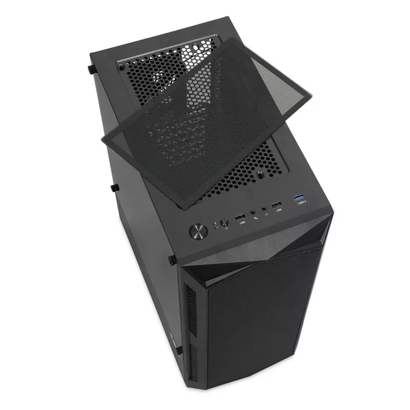 PC-Gehäuse IBOX LUPUS 27 Midi Tower ATX, gehärtetes Glas, RGB, 455×200×380 mm, unterstützt ATX, GPU bis zu 32 cm