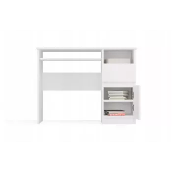 Desk top e shop PORTO Schreibtisch rechts Weiß, rechteckige Spanplattenplatte 985×510×755 mm, 1 Schublade, Tastaturauszug