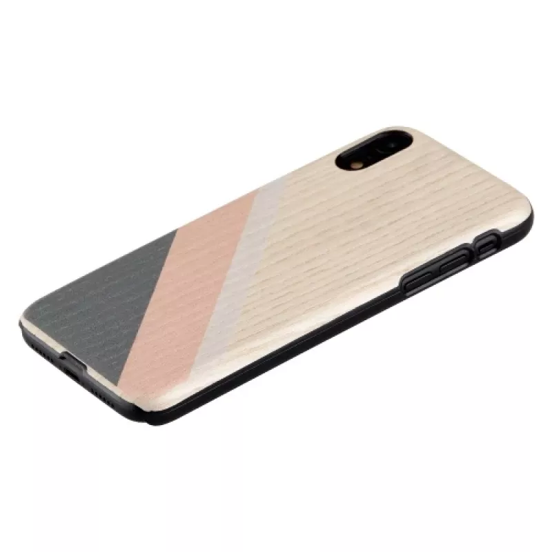 Smartphone-Hülle man and wood für iPhone XR – rosa Anzug mit schwarzen Akzenten